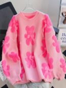 Women's Elegant Sweater - Pastel pink, Soft Sweater Sweater for Fall/Winter/All Seasons, Chic Sweater for Everyday & Formal Outfits, Cute Sweater, Casual Wear, Round Neckline, Medium Elasticity