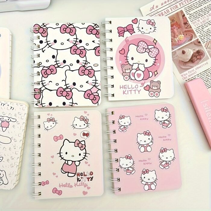Sanrio for hello kitty Spiral Notebook - Pink, Cute Stationery Gift, Durable Plastic Spiral Binding Journal, Office Planning Decor, Fun Design, Practical Notebook, Anime Theme, Paper Material, No Feathers, for Hello Kitty Notebook | Playful Design | Durable Plastic Binding, for Hello Kitty Accessories - Image 6
