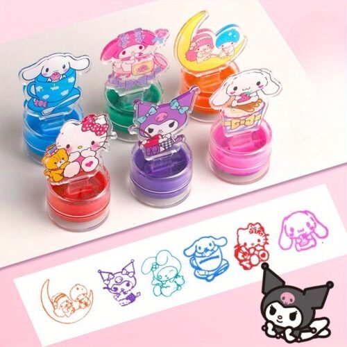 6pcs Perfect Pattern Stamp, Best Birthday and Holiday Gift, Acrylic Transparent Pattern, Kulomi, for My Melody, for Hello Kitty, for Cinnamoroll, Exquisite Gift Handmade Essential