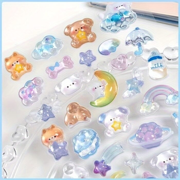 More than 300 different cute 3D stickers-light color design, suitable for mobile phone shell, hand curtain decoration and handicraft, fun stickers, diary embellishment, three-dimensional stickers - Image 8