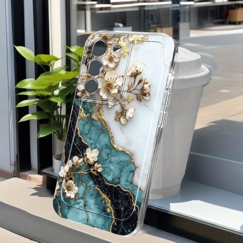 Luxury Golden Foil Jade Flower Pattern Phone Case for Vivo Y01 Y02S Y03T Y12S Y15S Y16 Y17S Y20 Y21 Y22 Y27 Y28S 5G Y31 Y33S Y35 Y36 Y53S Y55 5G Y100 4G Y200 V23 V27 Pro V29E V29 Lite V30 V30 Pro V30E V40 V40 Pro Cartoon Transparent Drop-Proof All-Inclusive TPU Phone Case Simple Fashion Shockproof Soft Shell Protective Case Personality Creative Send Yourself Send Your Friends Trend