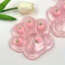 Giant Pink Transparent Strawberry Cat Paw Squeeze Toy - Super Soft TPR Material, Novelty Squeeze Toy with Pink & White Strawberry Design, Perfect Gift for Halloween, Christmas, Valentine'S Day, Cat Toy, Festive Gift Item, Playful Design, Durable Play Item, Best for Christmas, Perfect for Thanksgiving, Fluffy Textured Claw Finger & Paw Accessory with Adorable  Touch Massage Glove & Red Heart Adhesive Window Seal, Impressive Height Video Scale Capabilities For Posticking Musical My