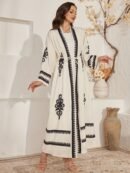 Two-Piece Women's Traditional Arabic Abaya Set, Including One Long Vest and One Open Cardigan
