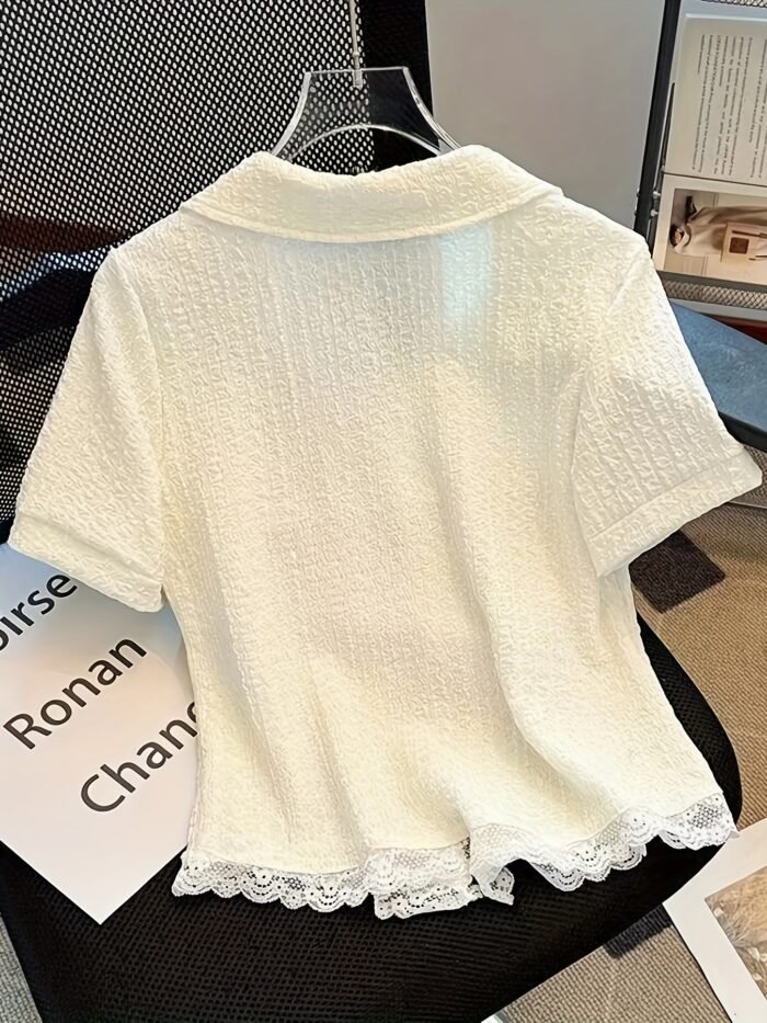Patchwork Lace Stretch Top - Image 2