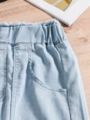 A Sweet And Playful Outfit for Girls Featuring Denim Long Pants, Adorned with a Pink Bow, Paired with a White Long-Sleeve Top, It'S Stylish And Versatile, Machine Washable, Perfect for Spring And Autumn Wear, Suitable for Everyday Outfits And Outings, for Outdoor