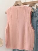 European and American Autumn-Winter New Twisted Flower Pattern Pullover Vest Sweater Jacket