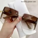 Oversized Ombre Rimless Fashion Glasses for Women & Men - Stylish Golden-Tinted Lenses, Casual Fashion Eyewear, PC Material, Perfect for Casual Attir
