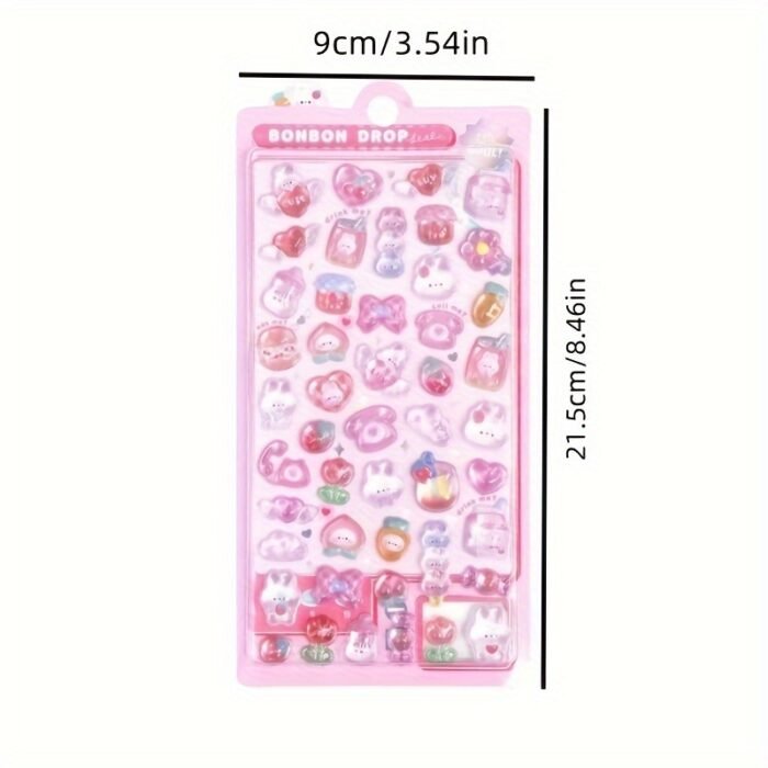 More than 300 different cute 3D stickers-light color design, suitable for mobile phone shell, hand curtain decoration and handicraft, fun stickers, diary embellishment, three-dimensional stickers - Image 2
