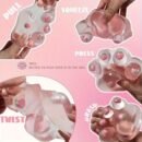 Giant Pink Transparent Strawberry Cat Paw Squeeze Toy - Super Soft TPR Material, Novelty Squeeze Toy with Pink & White Strawberry Design, Perfect Gift for Halloween, Christmas, Valentine'S Day, Cat Toy, Festive Gift Item, Playful Design, Durable Play Item, Best for Christmas, Perfect for Thanksgiving, Fluffy Textured Claw Finger & Paw Accessory with Adorable  Touch Massage Glove & Red Heart Adhesive Window Seal, Impressive Height Video Scale Capabilities For Posticking Musical My