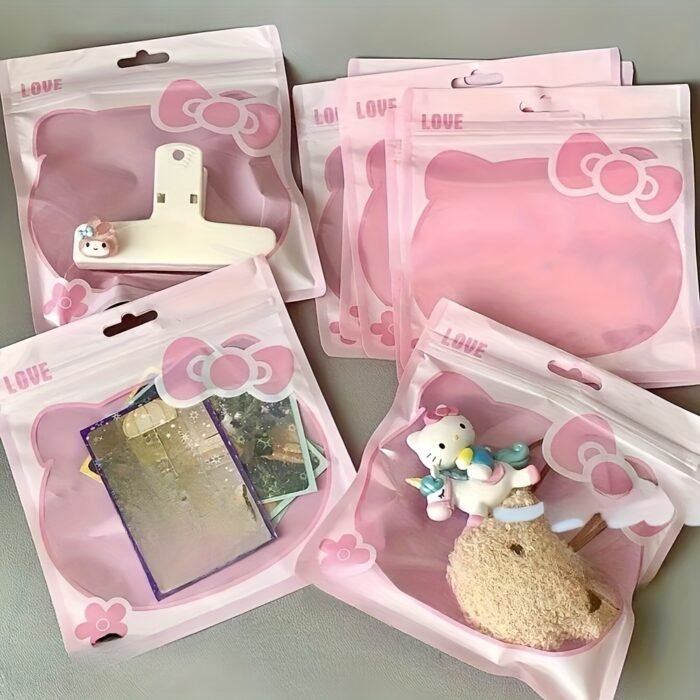 Sanrio 20pcs Sanrio for hello kitty Mini Storage Bag Y2k Cartoon Cute Self Sealing Bag Party Gift Bags Kawaii Reusable Dust-Proof Bags for Travel Accessories, Party Favors, Gift Packaging, Kawaii Design, Playful Aesthetic, Lightweight Material, Durable Plastic, Small Pouches, Mini Organizers, Anime Fans, Travelers Accessory - Image 3