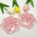 Giant Pink Transparent Strawberry Cat Paw Squeeze Toy - Super Soft TPR Material, Novelty Squeeze Toy with Pink & White Strawberry Design, Perfect Gift for Halloween, Christmas, Valentine'S Day, Cat Toy, Festive Gift Item, Playful Design, Durable Play Item, Best for Christmas, Perfect for Thanksgiving, Fluffy Textured Claw Finger & Paw Accessory with Adorable  Touch Massage Glove & Red Heart Adhesive Window Seal, Impressive Height Video Scale Capabilities For Posticking Musical My