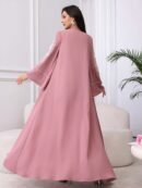 Women'S Elegant Arabic Abaya Robe - Long Sleeve Open Front Islamic Dress with & color contrast, Formal Wedding, Party, Everyday Muslim Gown for Modest Muslim Women - Spring/Fall/Summer Traditional Attire, Muslim Dress, Seasonal Wear