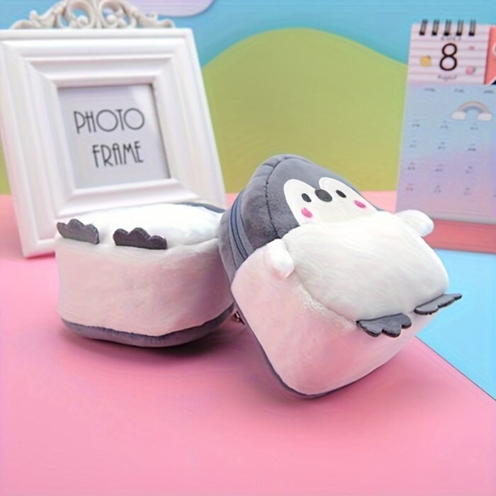 Adorable Penguin-Themed Compact Zip Wallet for Women - Soft Corduroy Material, Mixed Colors, ID Card Compartment, Polyester Lined, Modern Style - Perfect Gift Choice, Penguin Gifts - Image 6