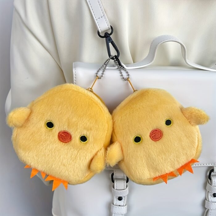 1pc Cute Chick Coin Purse with Keychain - Mini Wallet, Soft Plush Chick Wallet with Zipper Closure, Compact Everyday Purse for Women, s, Teens - Perfect Gift for Birthdays, Valentine's, Graduation - Cute Animal Wallet for Keys, Cash, Cards - Image 4