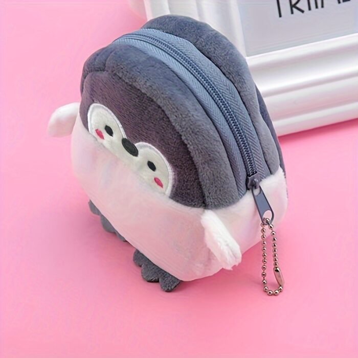 Adorable Penguin-Themed Compact Zip Wallet for Women - Soft Corduroy Material, Mixed Colors, ID Card Compartment, Polyester Lined, Modern Style - Perfect Gift Choice, Penguin Gifts